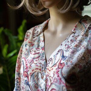 Johnny Was Jungle Paisley Rasvana Silk Blouse Plus Size 2x